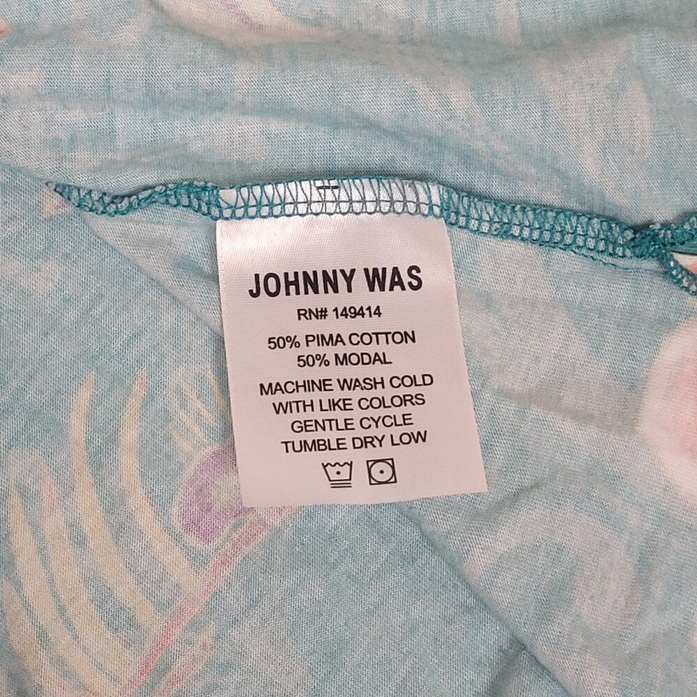 Johnny Was Pajama Set Size M Teal Floral Modal Lounge Sleepwear Resort - Picture 6 of 9
